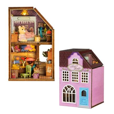 CUTEROOM Деревянный кукольный домик DIY Набор для детей с миниатюрным подарком на день рождения для декора интерьера, мебель для дома, для девочек, (Стиль Эми)