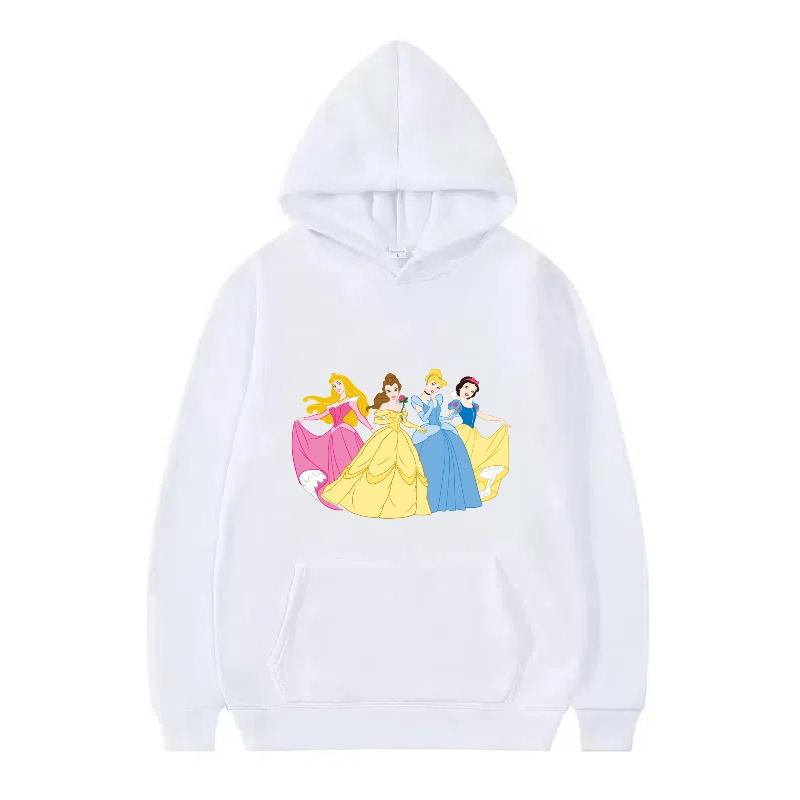 Disney Princess Pattern Woman Fashion Sporty Loose Black Spring Tops Clothes Pullovers Ladies Cheap Y2k Hoodies Men Sweatshirts