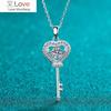 Moissanite Necklace Love Heart Key Pendant 0.5ct Sterling Silver D VVS1 Lab Diamond with GRA Certificate Necklace for Women