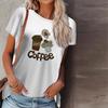 Женская летняя футболка с кофейным принтом, футболки с короткими рукавами, повседневные топы с принтом