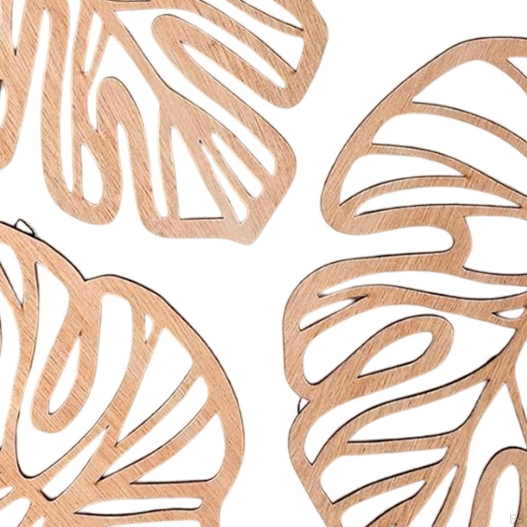 3 Pieces Palm Leaves Wood Art for Living Room And Garden