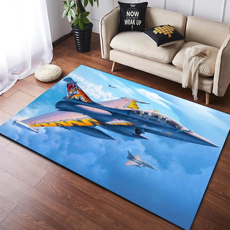 Нескользящий коврик-мат с изображением истребителя Rafale для прихожей, спальни, гостиной, ванной комнаты, напольный коврик, декор