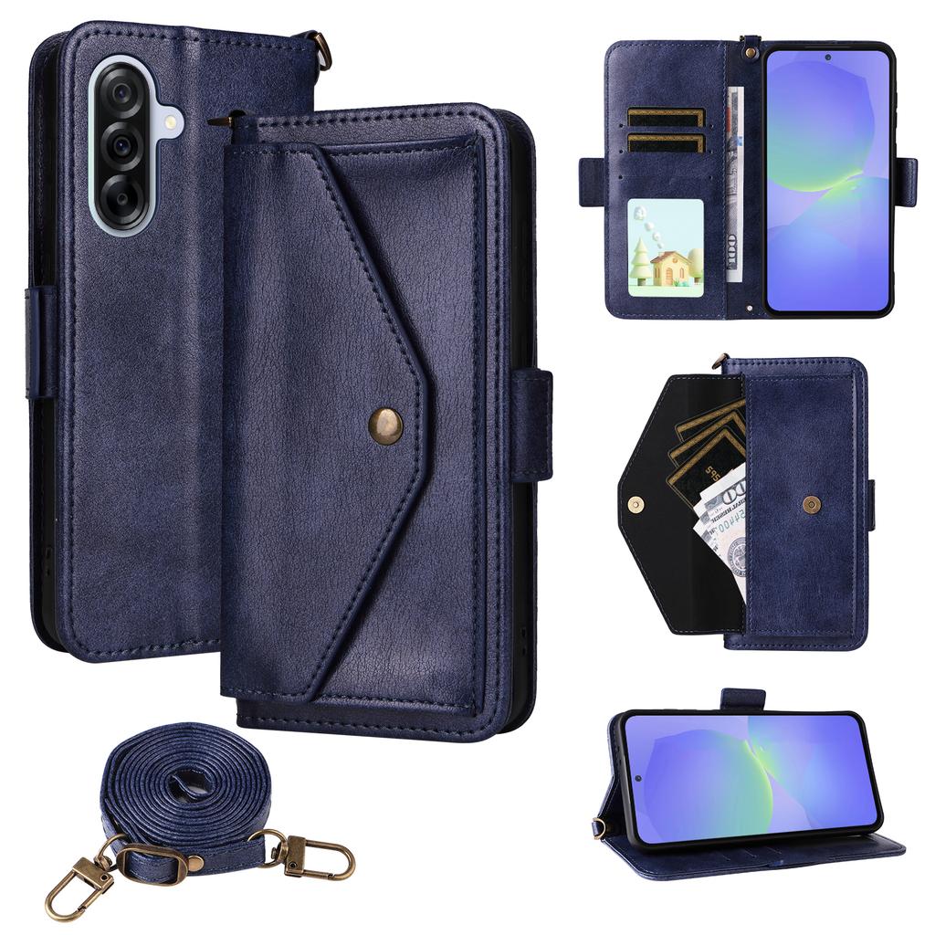 For Samsung Galaxy A55 5G Leather Case Magnetic Closure Wallet Stand Phone Cover with Crossbody Strap