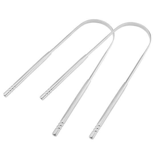 Stainless Steel Tongue Scraper Achieve Maximum Cleaning Anti-slip Handle Smooth Surface Semicircle Tongue Scraper