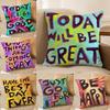 Creative Watercolor Words Cushion Cover Short Plush Double-Sided Print Square Throw Pillow Covers Sofa Home Cushion Decor
