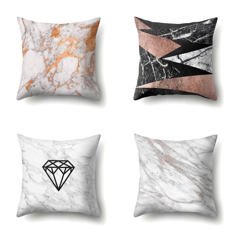 Nordic Ins Marble Polyester Pillowcase Car Decoration Home Printed Waist Cushion Pillowcase