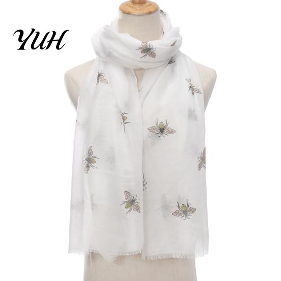 Decorative Scarf for All Seasons Lightweight Women, Cute Bee Pattern Neck Scarf, Sun Protection Headscarf Summer Soft Long Thin Shawl Wrap Vacation,