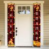 Thankgiving Vertical Door Banners 12x71 Inch Scarecrow Pumpkin Stack Front Door Decor Fall Harvest Hanging Porch Sign Outdoor Seasonal Backdrop Photo