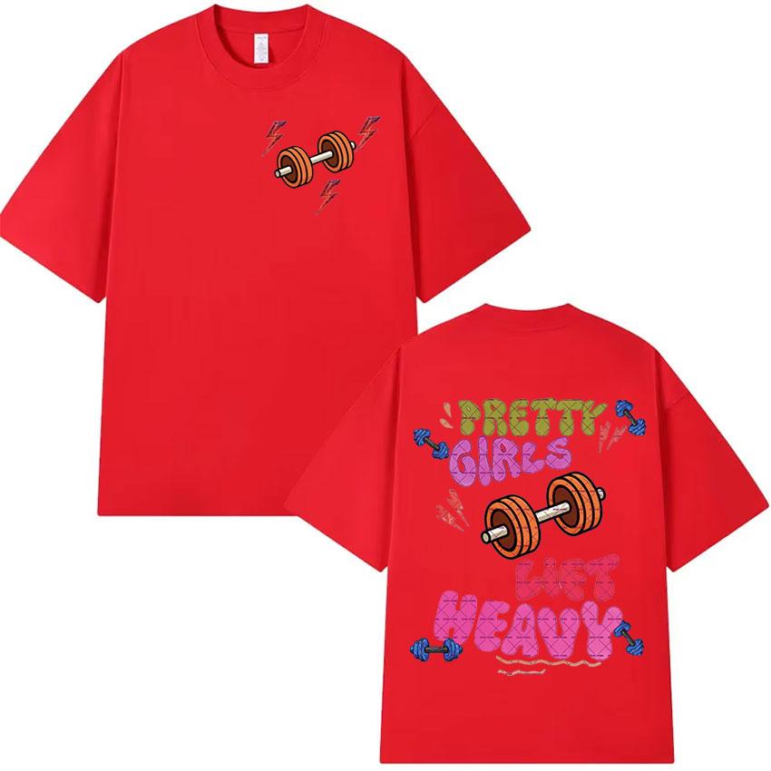Забавная футболка для красивых девушек, поднимающих тяжести, фитнес, мужская и женская, ретро-эстетика, с коротким рукавом, повседневная футболка из чистого хлопка
