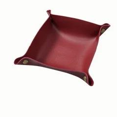 1PC 20cm/7.87inch Leather Storage Tray Dice Box Coin Desktop Jewelry Box Makeup Key Tray DIY Household Folding Tray Storage Case