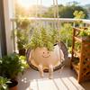 Hanging Swing Chair Planter Pot Cute Smile Face Flower Pot for Indoor Outdoor Plants Resin Head Plant Pots