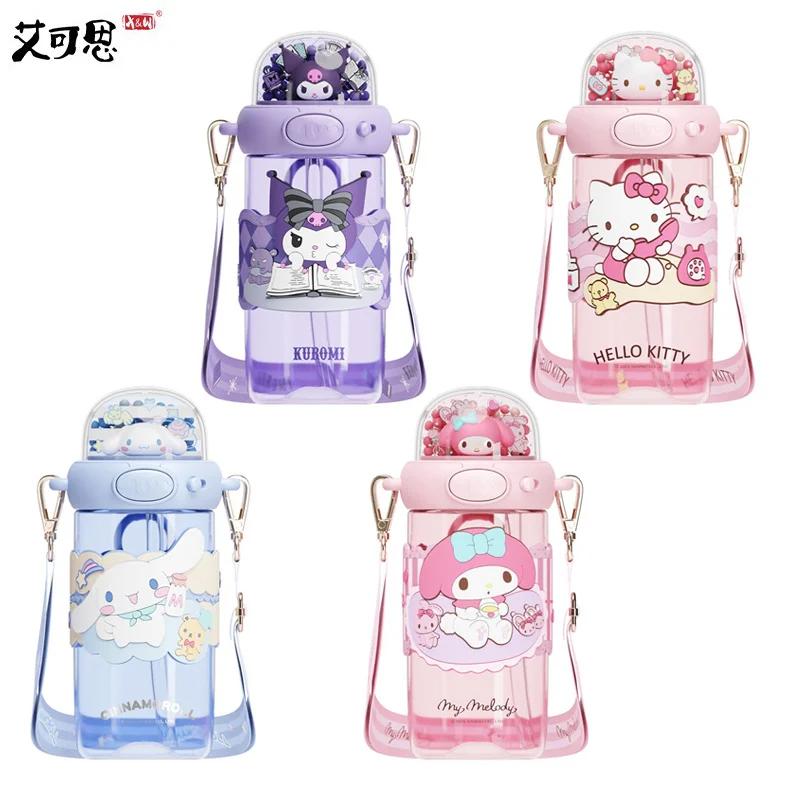 Мультяшный стакан для воды с трубочкой Sanrio My Melody/Hello Kitty/Kuromi Герметичная детская бутылка для воды Космическая чашка для мальчиков/девочек Подарок