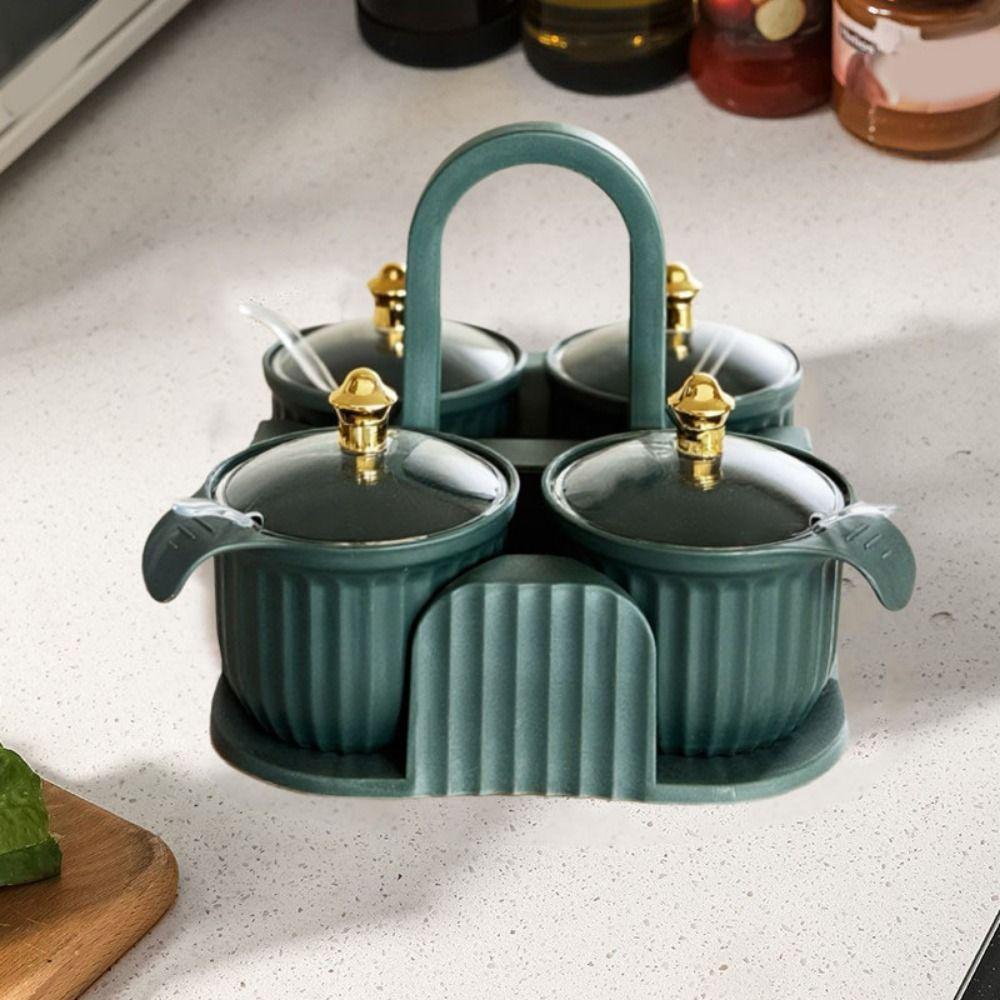 Sealed Multi-grid Seasoning Box Plastic Spice Container Practical Spice Seasoning Box for Home