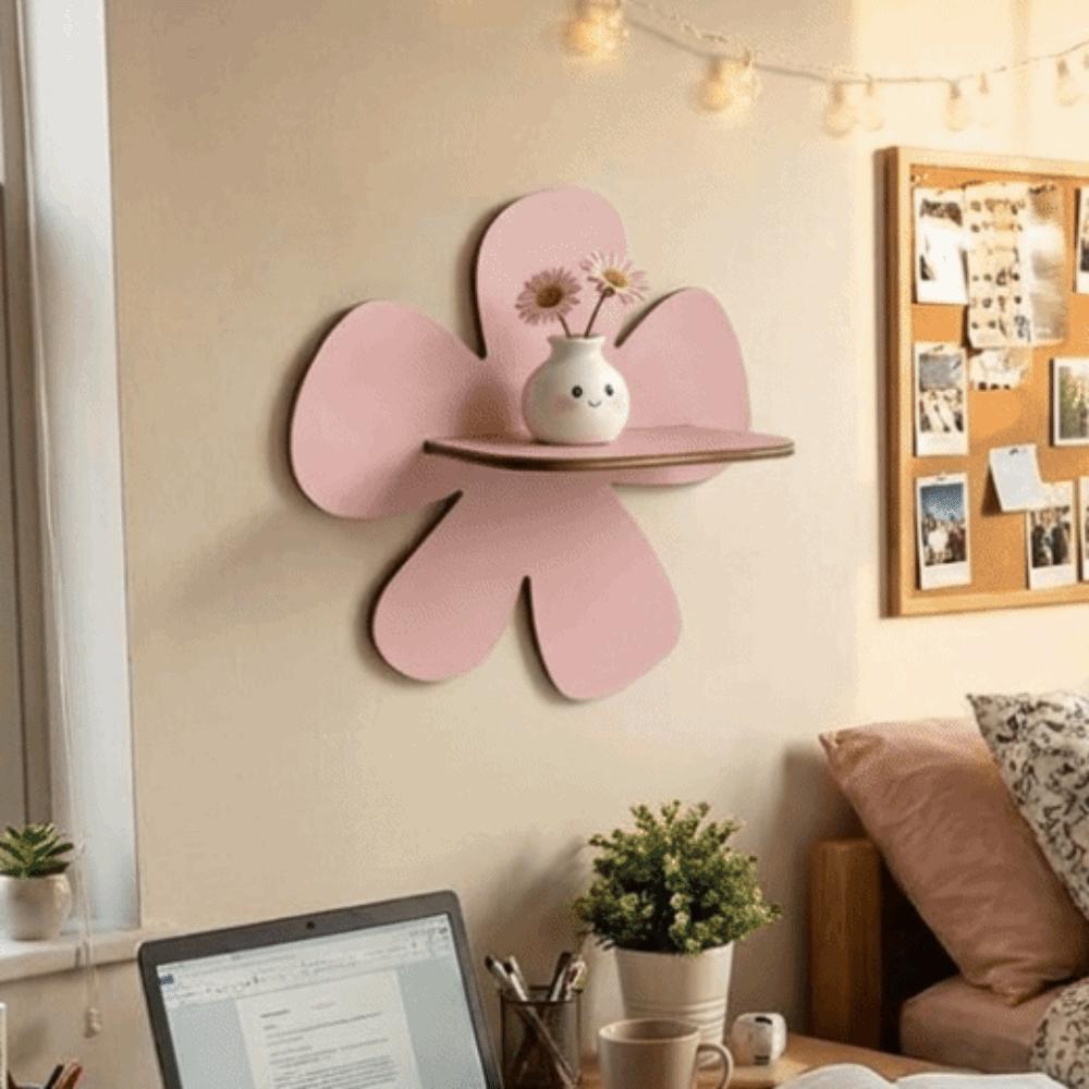 Wall-Mounted Flower Floating Wall Shelf Wooden Wall Hanging Shelf Modern Plant Shelf Office