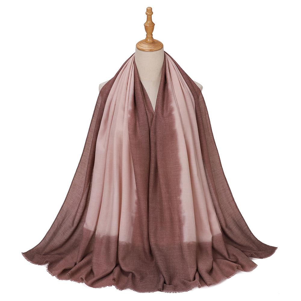 Muslim Tie-Dye Cotton Rayon Modal Hijab Long Scarf Islam Hijabs for Women's Turbans Soft Lightweight Head Wrap Scarf