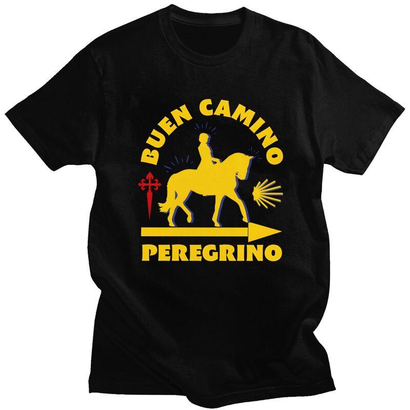 Custom Buen Camino De Santiago Tshirt for Men Short Sleeves T Shirt Fashion Tshirt Slim Fit 100 Cotton Tees Gift Idea