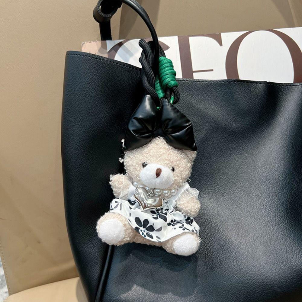 Цветочное платье плюшевый медведь брелок милый автомобильный брелок модная мягкая кукла кулон подарок