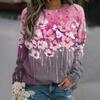 Женские новые топы с длинным рукавом, толстовки с 3D-розовым цветочным принтом, толстовка, простой пуловер, осенне-зимняя женская одежда больших размеров