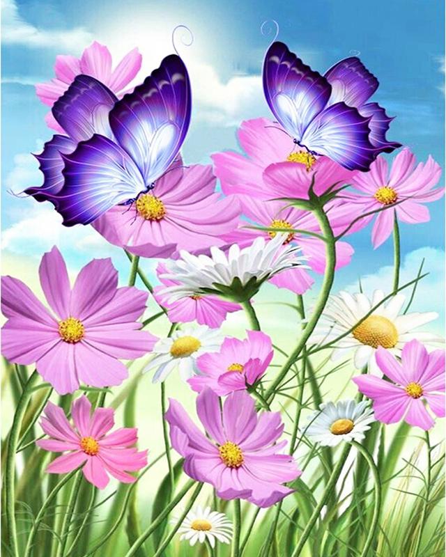 5D DIY Алмазная картина Полный дрель Круглый цветок Алмазная вышивка Полный набор Вышивка крестом Стразы Мозаика Домашний декор