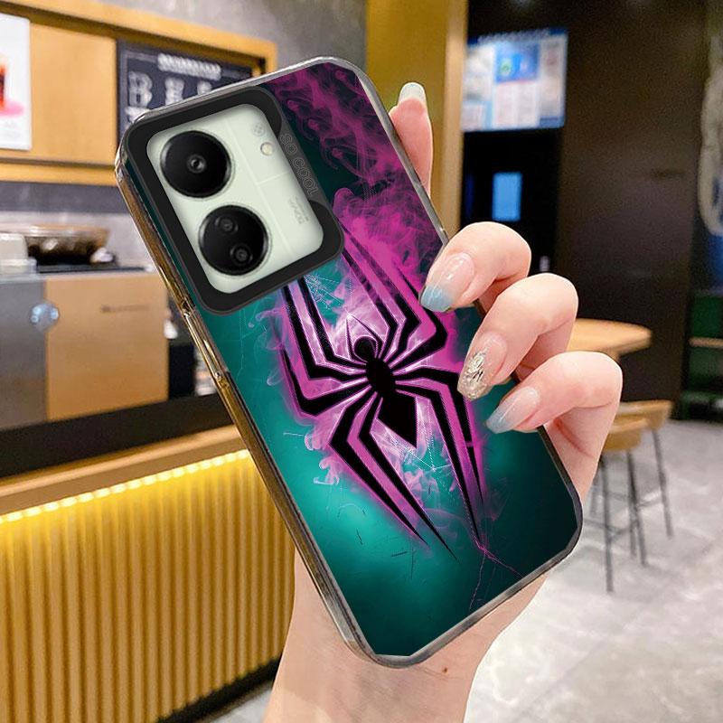 Phone Case For Xiaomi Redmi Note 14 Pro 13 12 11 10 12 13C 14C A5 A3 Shockproof Black Spider Element Animal Design Korean Cover