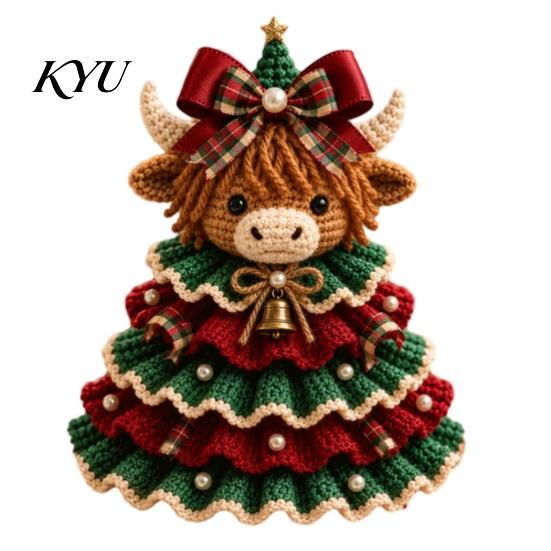 Craft Supplies for Beginners Animal Christmas Tree Crochet Kit, DIY Highland Cow Cute Step by Knitting Guide Dachshund Cat Crafting Kit Beginners,