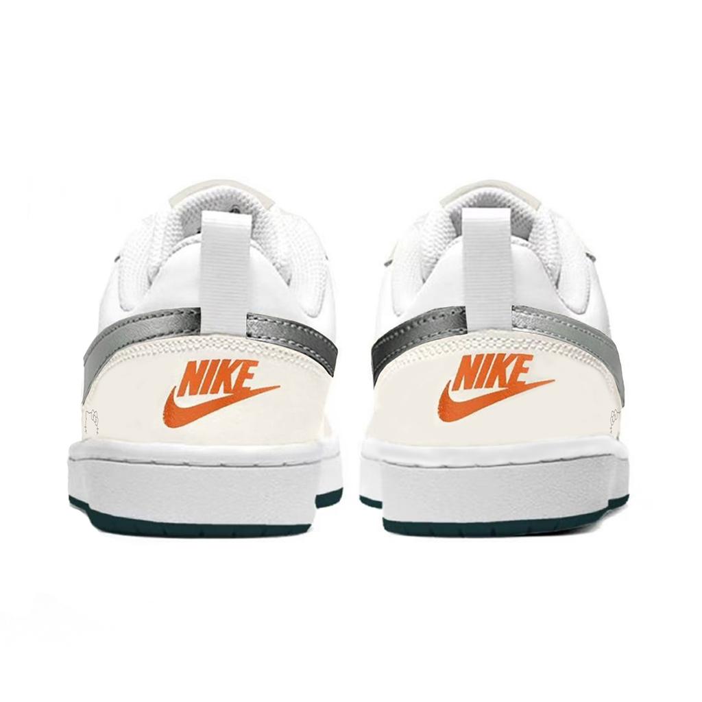 Nike Court Borough 2 Кожаные Устойчивые к истиранию Нескользящие Низкие Скейтбордические Кроссовки Женские Серебристые BQ5448-017(Team667-SBOX)