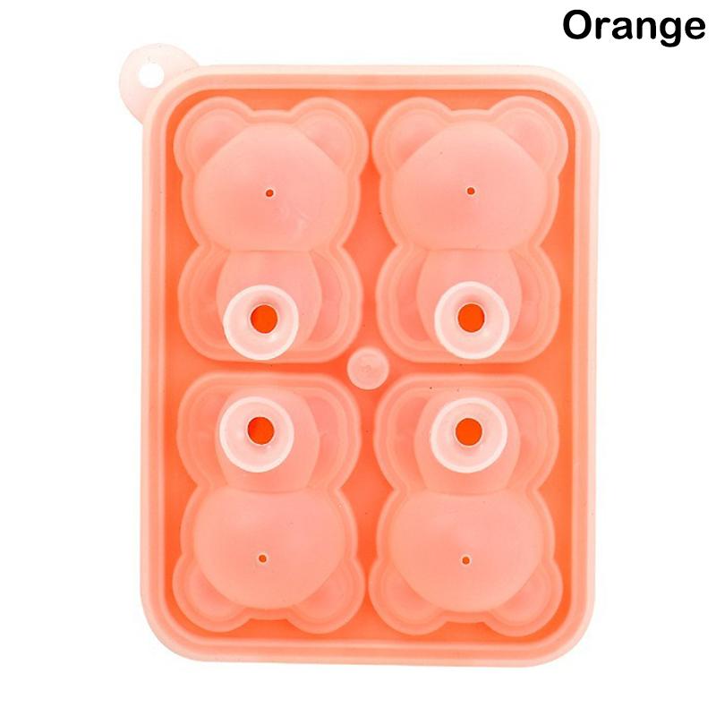 4 ячейки 3D силиконовая форма для льда в виде медведя DIY форма для льда в виде шариков для сока, молока, льдогенератор для охлажденных напитков, кухонный инструмент, декор для чашек