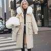 Женское длинное зимнее пальто выше колена со съемным утепленным слоем