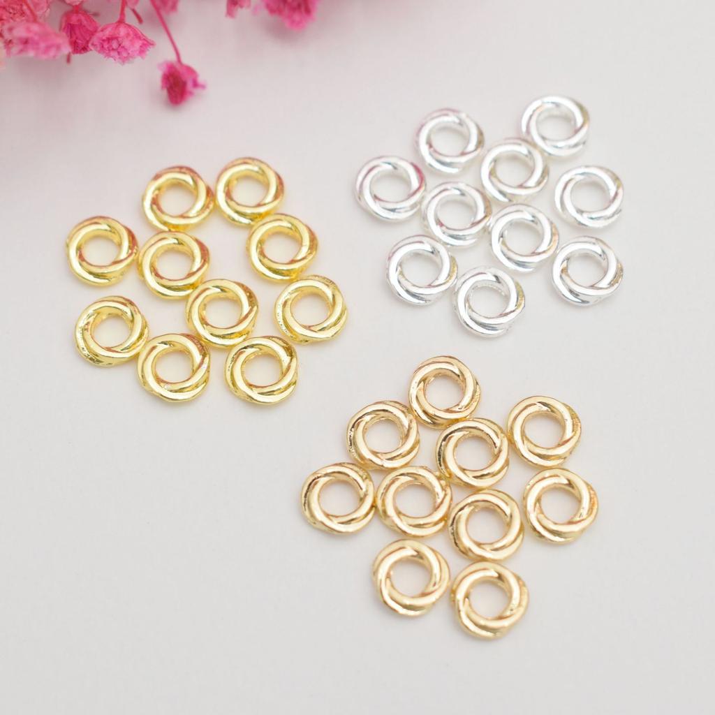 100pcs 14K Gold Twist Closed Spacer, Circle Twist Spacer Jewelry Accessories Diy Handmade Large Hole Beaded Spacer