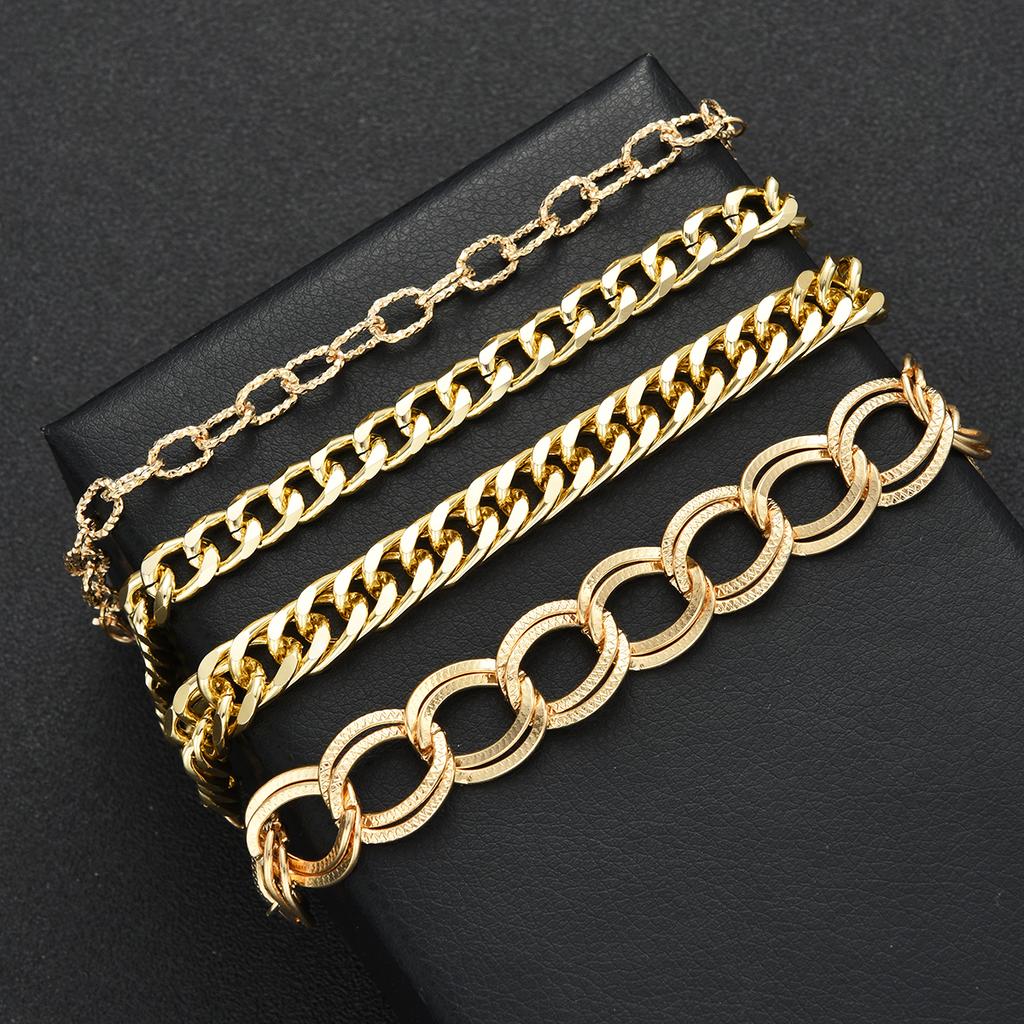 iF ME Набор из 4 модных преувеличенных металлических браслетов-цепочек, ювелирные изделия для женщин, трендовый блестящий повседневный аксессуар для вечеринок, декоративная идея для подарка