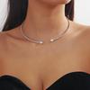 Shining Rhinestone Heart Collar Choker Necklace For Women Open Collar Necklace Torque Party Wedding Jewelry Gifts