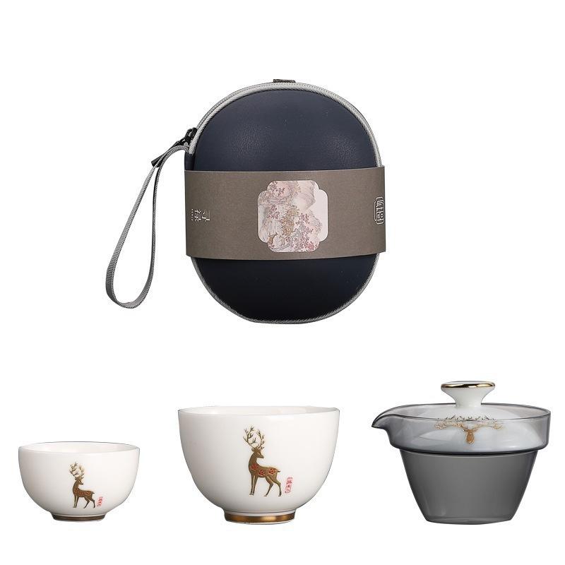 Outdoor Kung Fu Teacup Travel Tea Set One Pot Two Cups Portable Set Kuaike Cup Souvenir Business Gifts