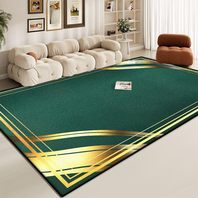 Luxury Green Large Living Room Rug Golden Border Antiskid Room Decoration Home Mats Soft Fluffy Lounge Carpet Machine Washable