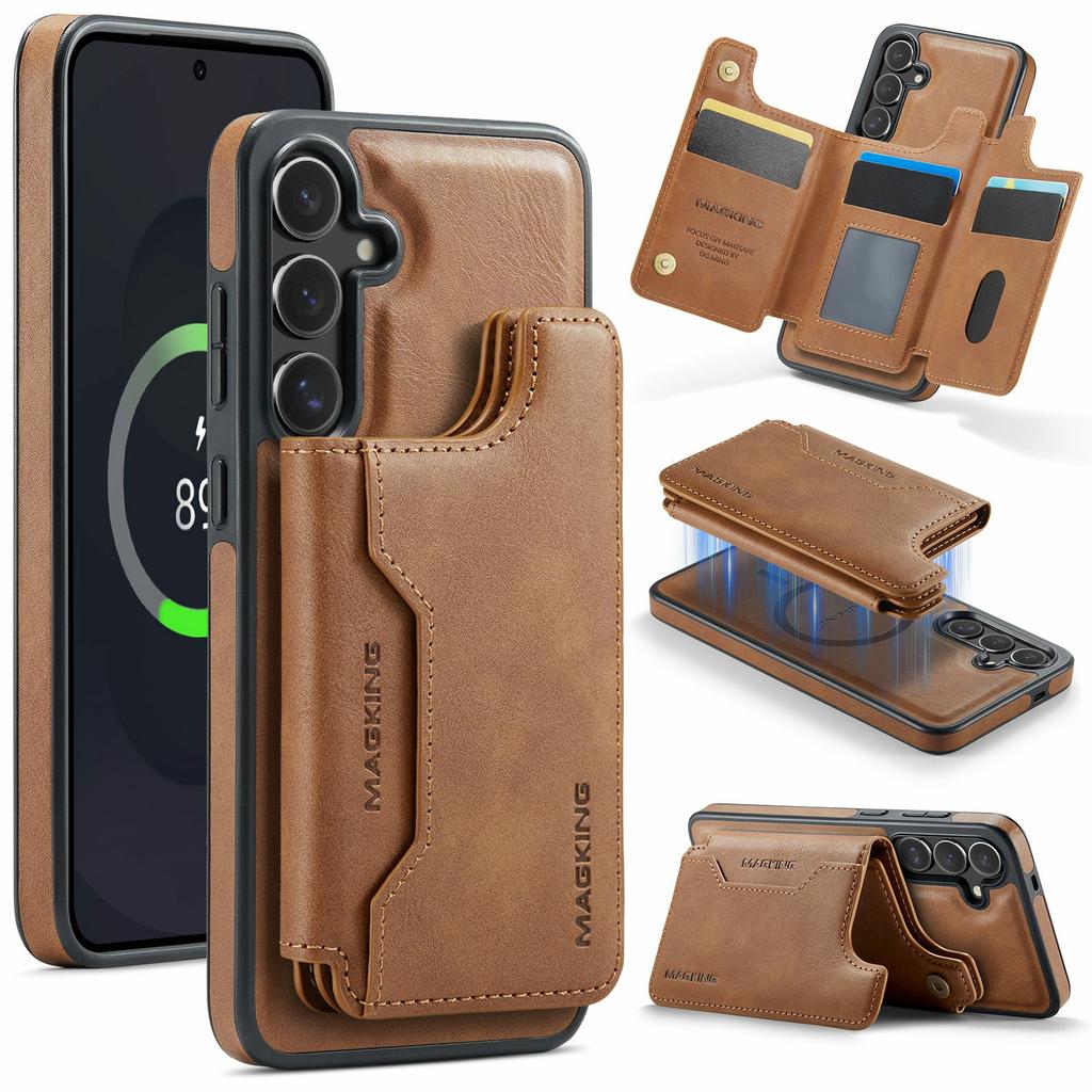 MAGKING K3 Series For Samsung Galaxy S25 FE Case Compatible with MagSafe Wallet PC+TPU+PU Phone Cover