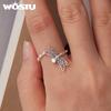WOSTU 925 Sterling Sliver Dragonfly Open Ring For Women Hollow Out Shiny CZ Insect Animal Adjustable Rings Daily Party Gift