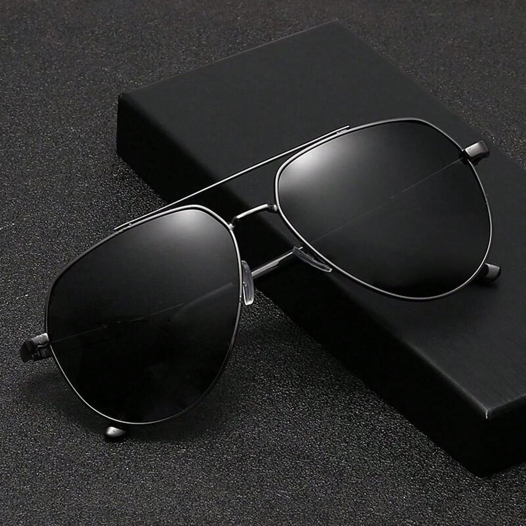 Sunglasses New Men's Glasses Metal Double-Beam Blue Glasses Black Sunglasses Female