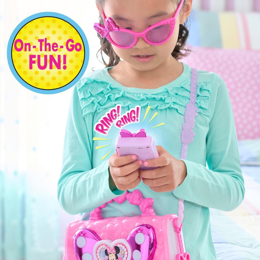 Just Play Disney Junior Minnie Mouse Bow Fabulous Bag Set, Dress Up Pretend Play Toy Purse, 7 Piece Set, Ages 3 and Up