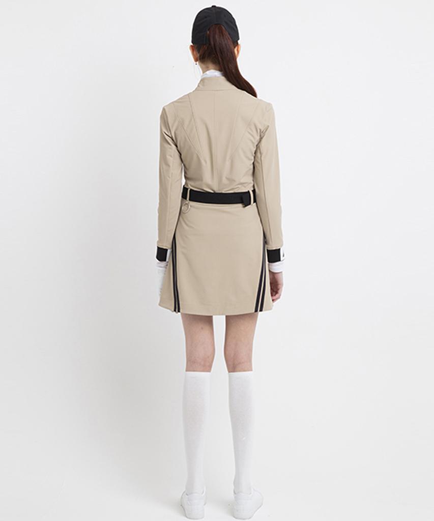 A Ben Field Belted Zip-Up Dress Beige