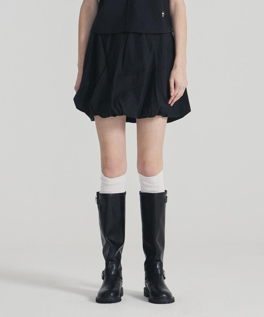 Pallet Layered Shirred Mini Skirt Black