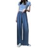 1PC Sparkling High Waist Drap Pants Fashion Women's Long Straight Wide Leg All-match Pleated Loose Tube Trousers