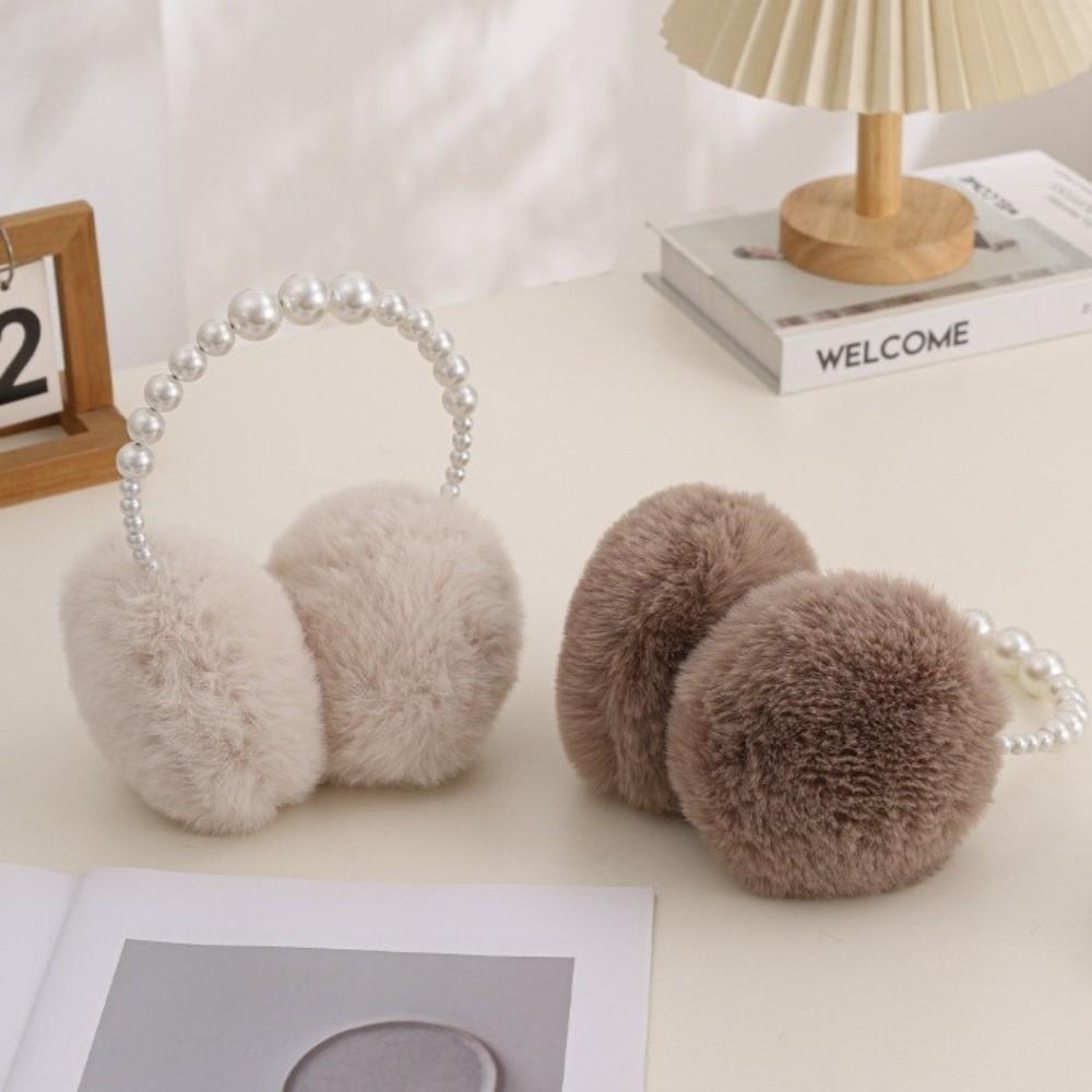 Soft Plush Ear Covers Anti-rabbit Fur Pearl Ear Protect Fashion Ear Muffs Women