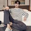Мужская весенне-осенняя корейская пижама с длинными рукавами, повседневный комплект из двух частей с длинными рукавами, длинные брюки, домашняя одежда, костюм