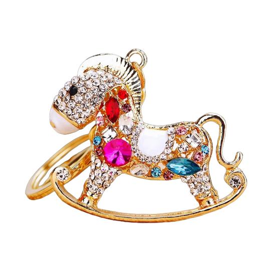 Keychain 2026 Year of Horse Key Chain Shiny Rhinestone Horse Animal Design Keychain Bag Charm Accessory