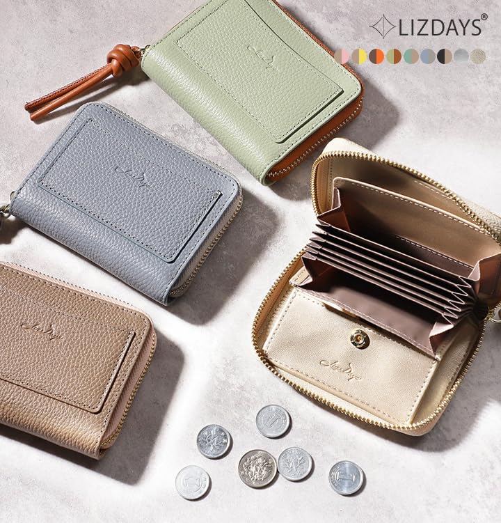 Женский мини-кошелек Lizdays из натуральной кожи с отделением для карт, большой вместимости, держателем для купюр и защитой от скимминга (ФисташковыйСветло-коричневый)