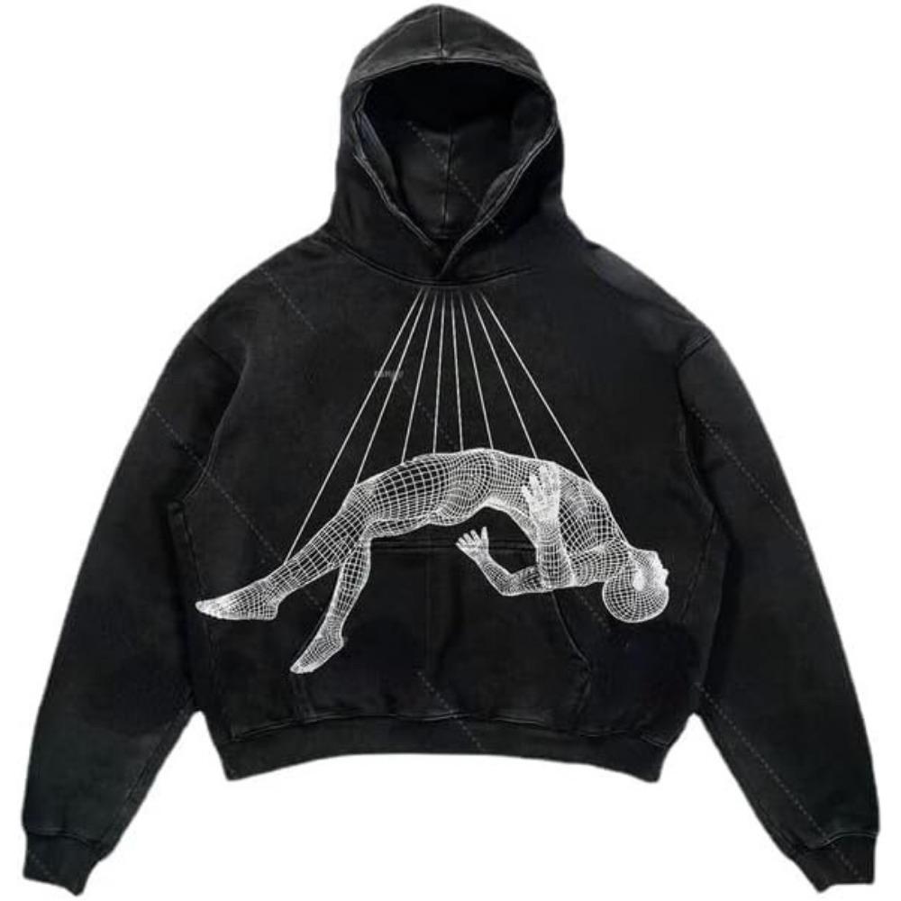 RogueWave Панк Стиль Череп Вареный Пуловер Худи с Длинным Рукавом Хип-Хоп Ретро Уличный Свободный Оверсайз Толстовка Харадзюку Готический Топ