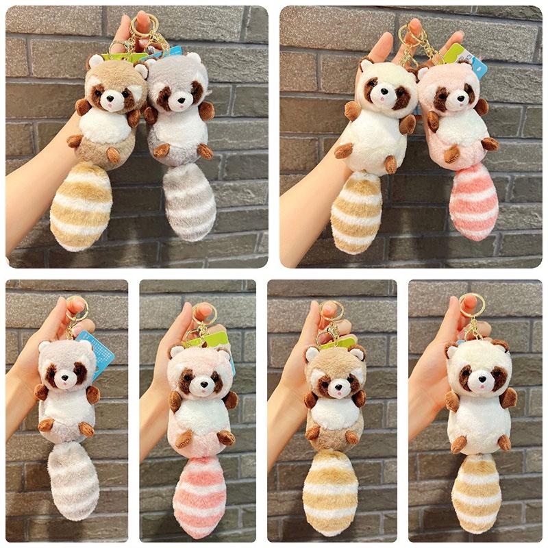 Fluffy Raccoon Plush Keychain Bag Decoration, Doll, 15*6.5cm