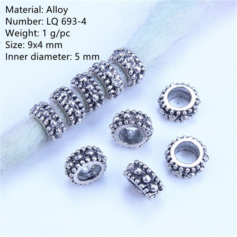 5pcs/bag Silver Metal Hair Rings Braid Dreadlocks Bead Hair Cuffs Dread Tube Charm Dreadlock for DIY Hair Accessaries