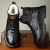 Men's Winter Warm Snow Boots With Faux Fur Lining Lace-Up PU Leather Motorcycle Ankle Boot for Men Hiking Chukka Booties Casual Business Work Shoes