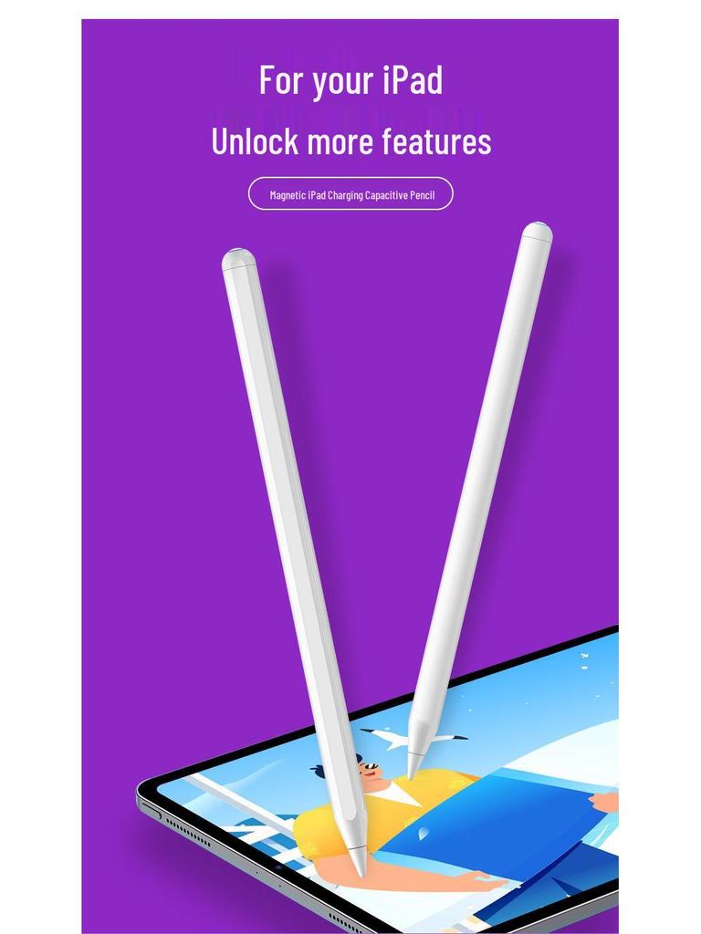 Magnetic Apple Pencil Replacement - Bluetooth Capacitive Stylus for iPad with Anti-Mistouch Feature
