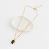 Women's Bold Gold Chain Black Pearl Pendant Necklace